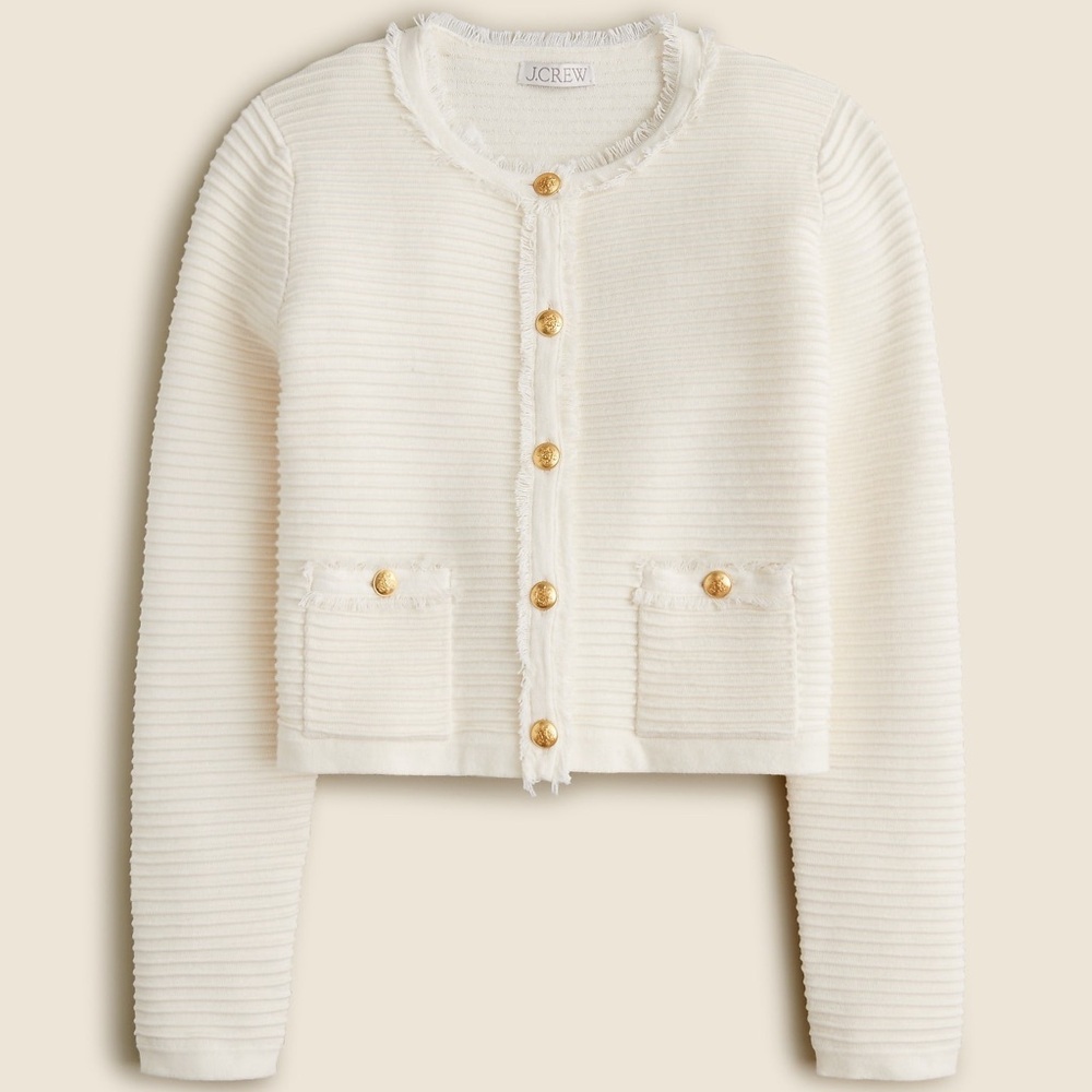 J.Crew Emilie Sweater Lady Jacket in Textured Cotton Blend - Picture 2 of 8